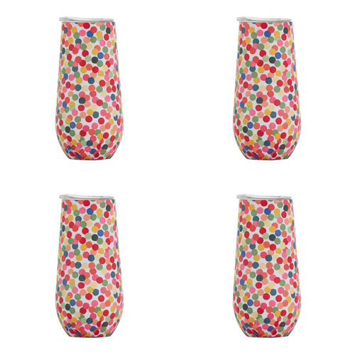 4PK Annabel Trends 175ml Stainless Steel Sparkling Flute Cup - Confetti