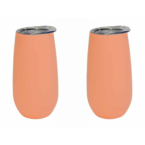 2PK Annabel Trends 175ml Stainless Steel Sparkling Flute Cup - Gelato Peach
