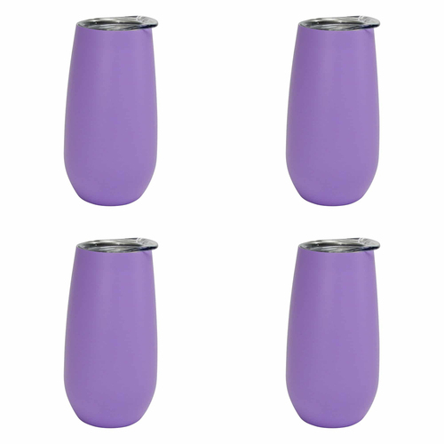 4PK Annabel Trends 175ml Stainless Steel Sparkling Flute Cup - Gelato Purple