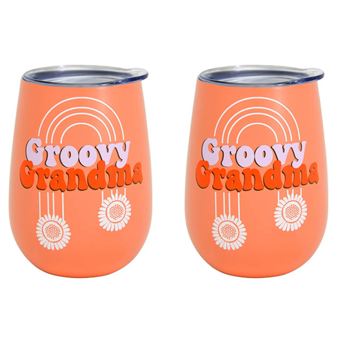 2PK Annabel Trends 295ml Stainless Steel Wine Tumbler - Groovy Grandma