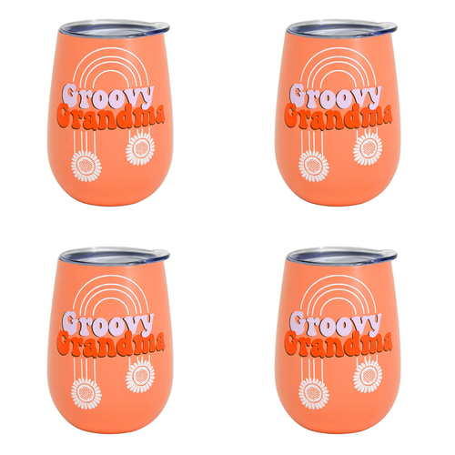4PK Annabel Trends 295ml Stainless Steel Wine Tumbler - Groovy Grandma