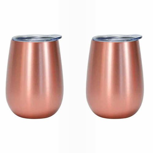 2PK Annabel Trends 295ml Stainless Steel Wine Tumbler - Rose Gold