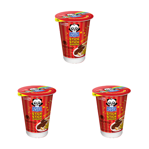 3PK Meiji Hello Panda Stick Biscuit Snack 20g - Chocolate