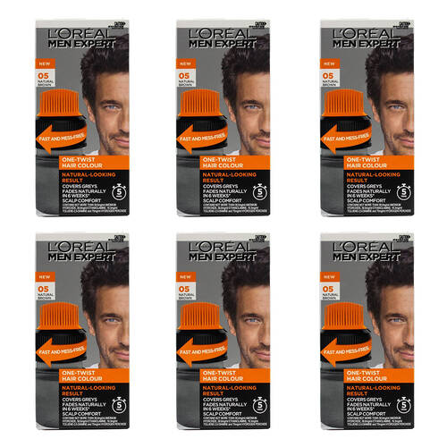6PK Loreal Men Expert One Twist Mens Hair Colour - Natural Brown 05