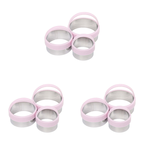 3 x 3pc Wiltshire 3 Sizes Scone and Cookie Round Cutters - Pastel Pink
