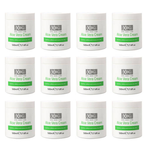 12PK XBC Aloe Vera Cream Moisturising Body Lotion For Dry Irritated Skin 500ml