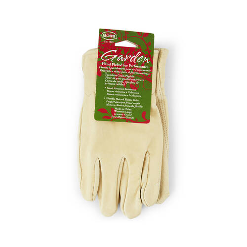 Boss Women's Large Leather Gardening Gloves - Cream