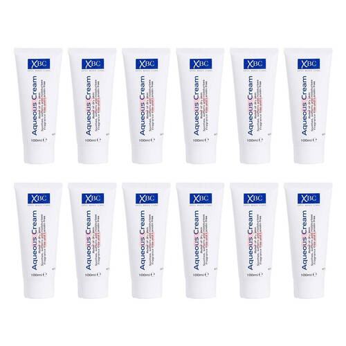 12PK XBC Aquenous Cream Moisturising Lotion Relief For Dry Skin 100ml Fragrance Free
