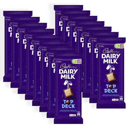 15pc Cadbury Top Deck Chocolate/Candy Confectionery Bar 180g