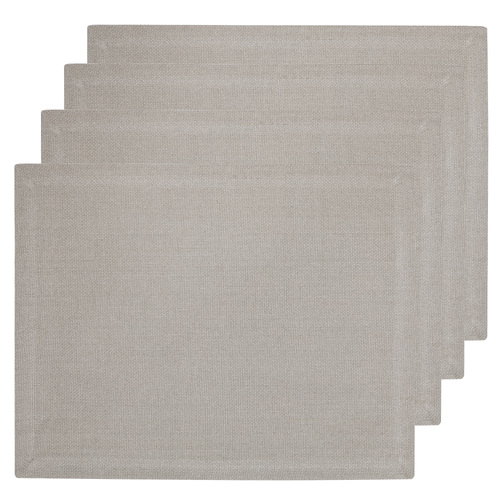 4pc Ladelle Premium Lina Cotton Table Placemat/Pad 33x45cm Flax Kitchenware