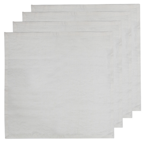 4pc Ladelle Premium Lina Cotton/Linen Table Napkin/Serviette 45x45cm White