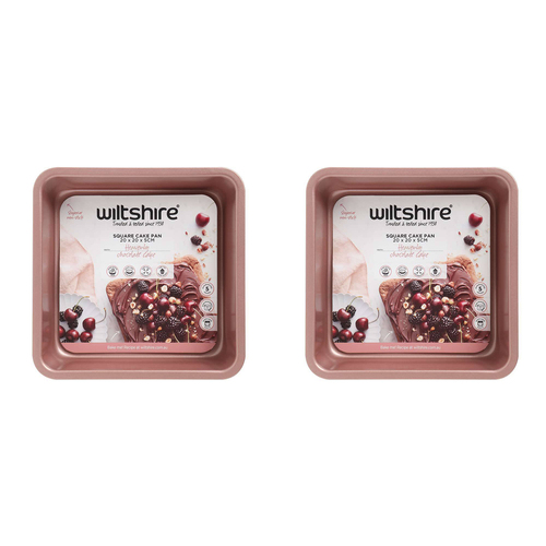 2PK Wiltshire Rose Gold Square Non-Stick Cake Pan Baking Tin 20cm
