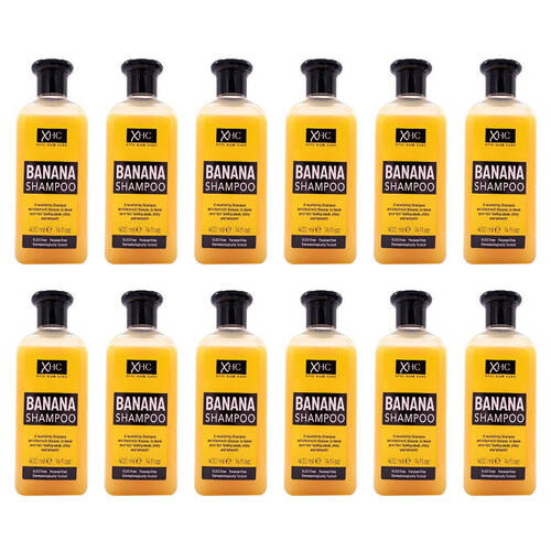 12PK XHC Banana Shampoo For Shiny Smooth Hair 400ml SLES & Paraben-Free