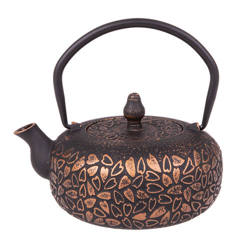 Teaology Traditional Japanese Design Durable Cast Iron Teapot 600ml Black/Bronze