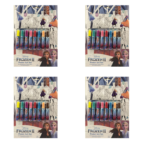 4PK Disney Frozen 2 Poster Art Colouring Sheet Set Kids 3y+