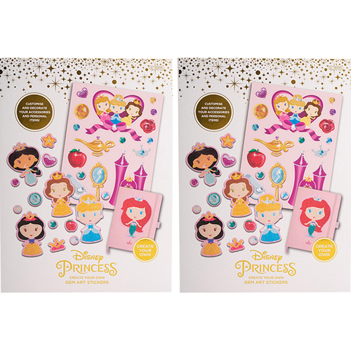 2PK Disney Princesses Create Your Own Gem Art Kids Activity Set 3y+