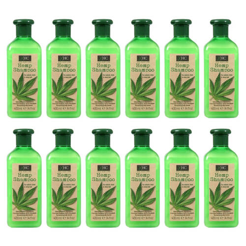 12PK XHC Natural Organic Hemp Shampoo For Sleek & Shiny Hair 400ml Paraben Free