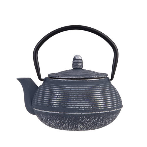 Teaology Traditional Japanese Design Cast Iron Teapot 600ml Dark Blue/Silver