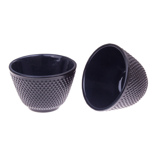 2pc Teaology Cast Iron Tea Cup Fine Hobnail 120ml Black