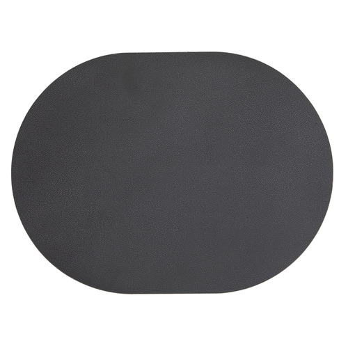 4pc Ladelle Hugo Oval Charcoal Vinyl Kitchenware Placemat/Table Mat 33x44cm