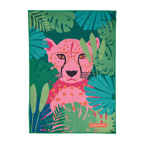 Annabel Trends Waffle Microfibre Tea Towel Rectangular 50x70cm Cheetah