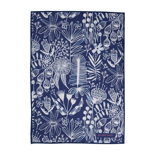 Annabel Trends Waffle Microfibre Tea Towel Rectangular 50x70cm Navy Natives