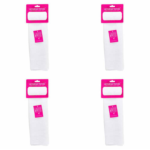 4PK Annabel Trends Cotton Waffle Tea Towel Single 50x 70cm - White