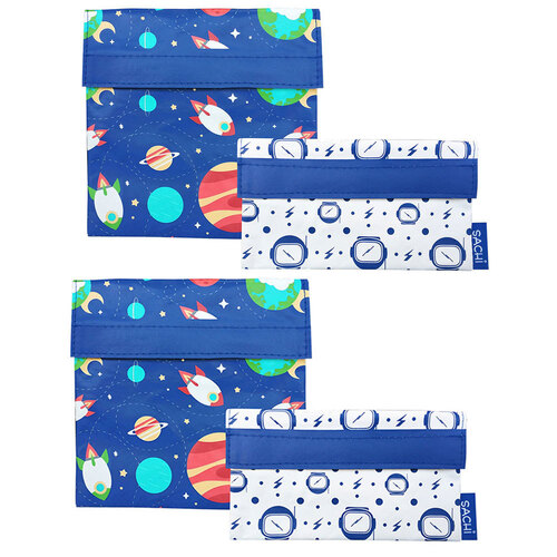 Sachi Set of 4 Reusable Sandwich/Snack Pockets - Outer Space