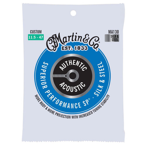 Martin Guitar MA130 Authentic Acoustic Strings Silk & Steel Custom Gauge