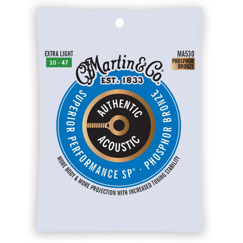 Martin Guitar MA530 Authentic Strings 92/8 Phosphor Bronze Extra Light