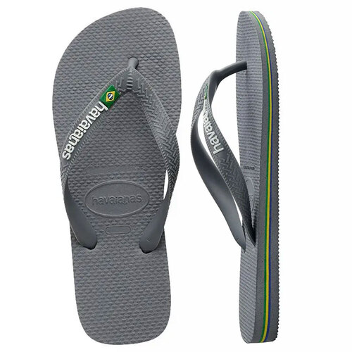 Havaianas Brazil Logo Cinza Steel Grey Mens/Womens Thongs Size BR 35/36 US 6W/5M