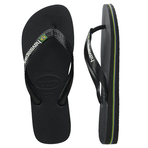 Havaianas Brazil Logo Preto Black Mens/Womens Thongs Size BR 37/38 US 7/8W 6/7M