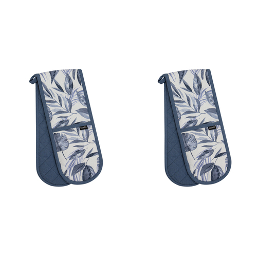 2PK Ladelle Blue Lagoon Heat Resistant Double Oven Mitt/Gloves