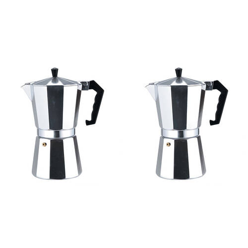 2PK Casabarista Classic Aluminium 3 Cups Espresso Coffee Maker Moka Pot Silver