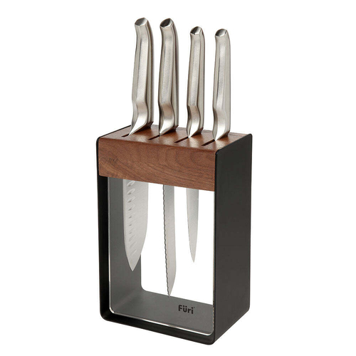 5pc Furi Pro Limited Edition Cook/Chefs Knives & Block Set Black