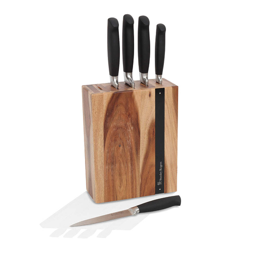 Stanley Rogers Black Flash Stainless Steel Knife Block Set 6pc
