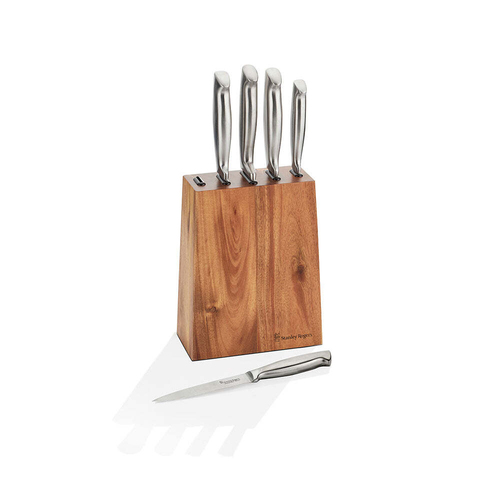 Stanley Rogers Tapered Vertical Stainless Steel Knife Block 6pc Set
