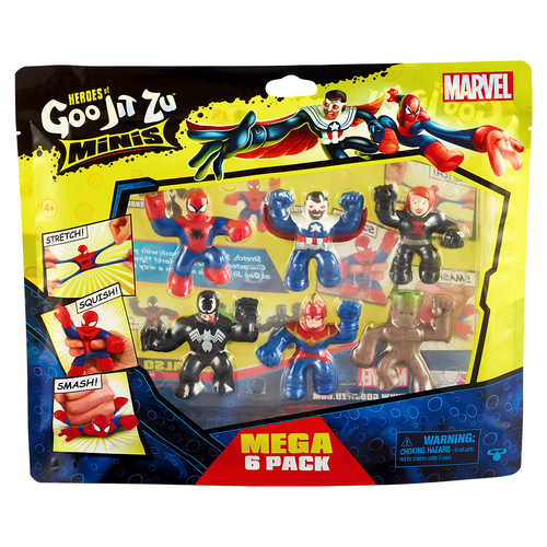6pc Heroes Of Goo Jit Zu Marvel Minis Stretch Figure Mega Pack 4y+