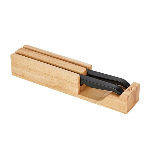 3pc Furi Pro East/West Santoku/Cook's Knives & In-Drawer Block Set Jet Black