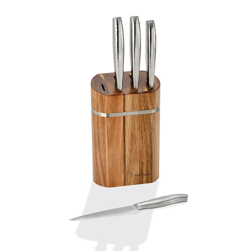 Stanley Rogers Domed Oval Stainless Steel Knife Block 5pc Set
