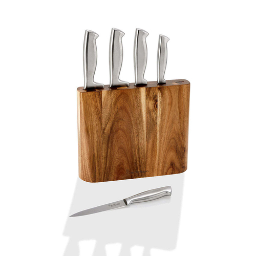 Stanley Rogers Slim Wedge Stainless Steel Knife Block Set 6pc