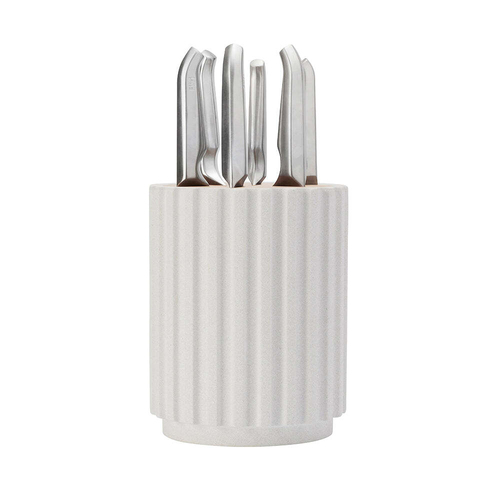 7pc Furi Pro Cook/Chefs Knives & Radial Stone Block Set Snow Terrazzo