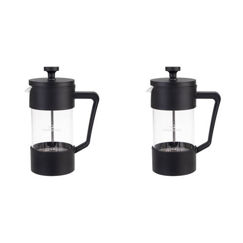 2PK Casabarista Oslo Accent Stainless Steel Coffee Plunger 3 Cup 350ml Black