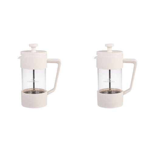 2PK Casabarista Oslo Accent Stainless Steel Coffee Plunger 3 Cup 350ml Cream