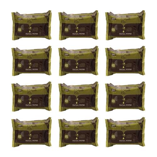 12x 2pc XBC Facial Wipes w/ Moisturising Argan Oil For All Skin Type 25-Sheets