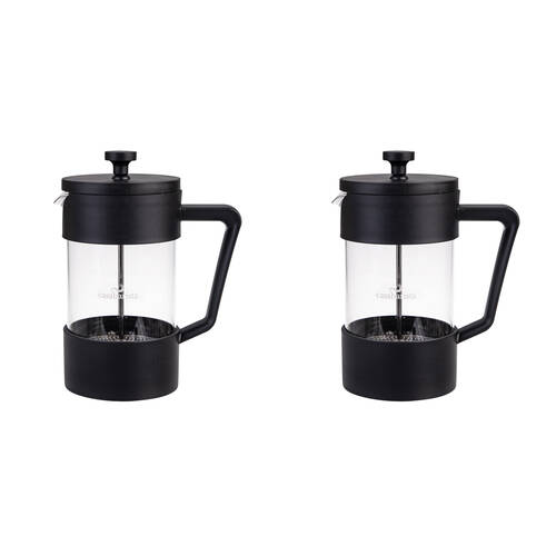 2PK Casabarista Oslo Accent Stainless Steel Coffee Plunger 5 Cup 600ml Black