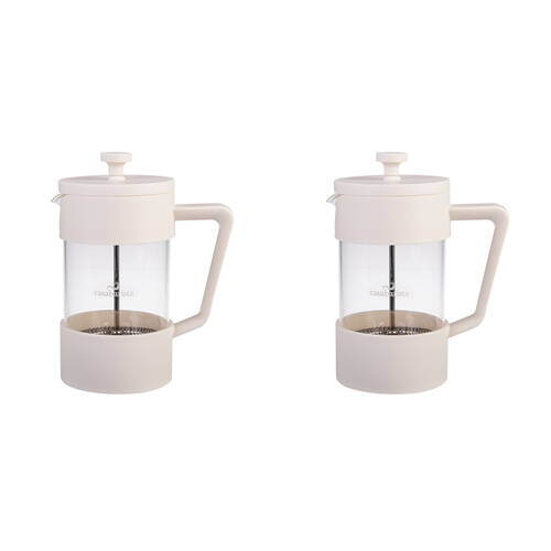 2PK Casabarista Oslo Accent Stainless Steel Coffee Plunger 5 Cup 600ml Cream