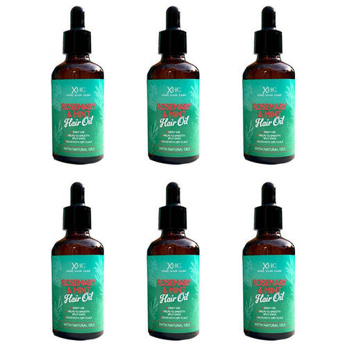 6PK XHC Rosemary & Mint Hair Oil Treatment For Dry Scalp Split Ends Repair 60ml