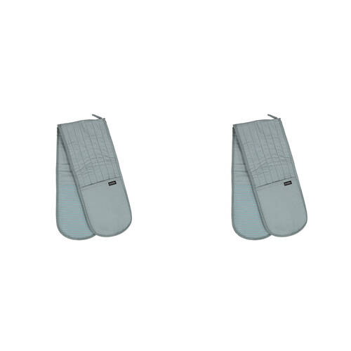 2PK Ladelle Lennox Double Oven Mitt Heat-Resistant Kitchen Gloves Ice Blue