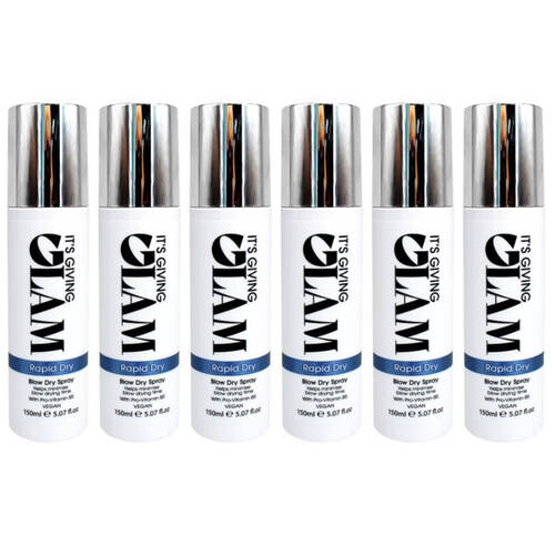 6PK It's Giving Glam Blow Dry Spray w/ Pro Vitamin B5 For All Hair Types 150ml